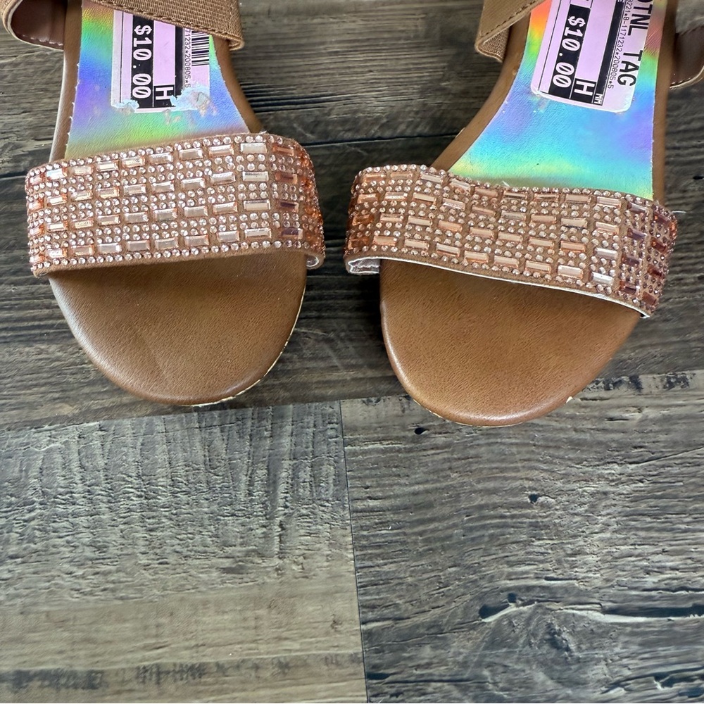 Justice Tan Wedge Sandals            Size 2 Youth - Picture 5 of 12